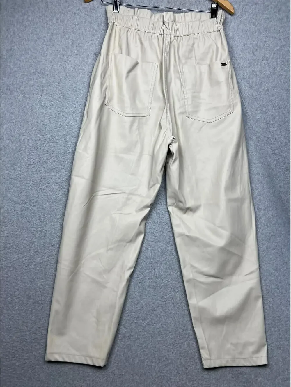 90s Zara High Waist Paper Bag Wide Leg Faux Leather Pants Womens Size 8 Oversize